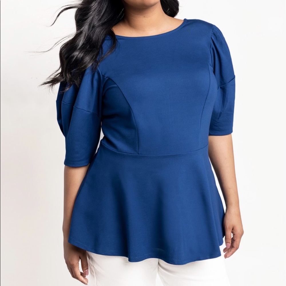 Eloquii Royal Blue Peplum Top